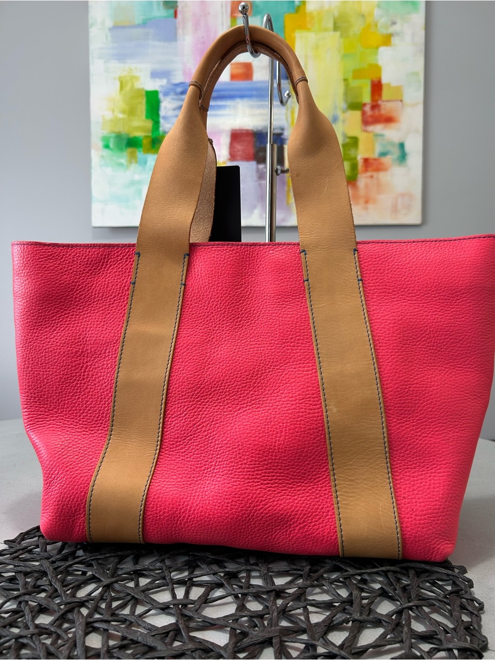 Consuela Marin Bright Pink Leather Carryall - Picture 10 of 14